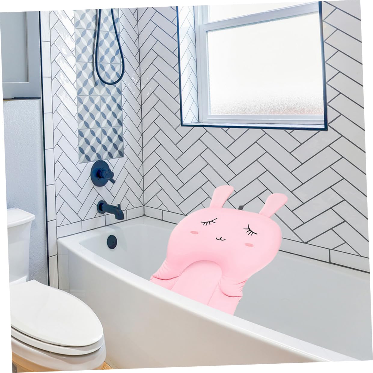 Cojín de Baño para Baby Shower de Poliéster Rosa, Soporte