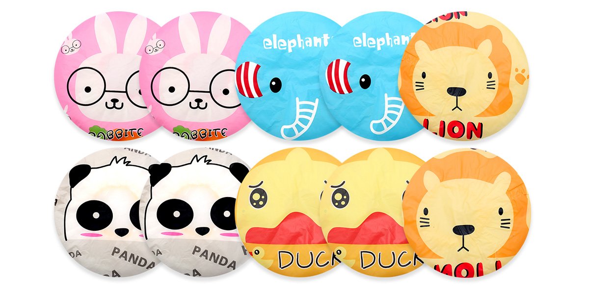 10 Pieces Shower Cap Elastic Waterproof Bath Cap Plastic Bathing Hair Cap Lady Salon Hat … (animal series)