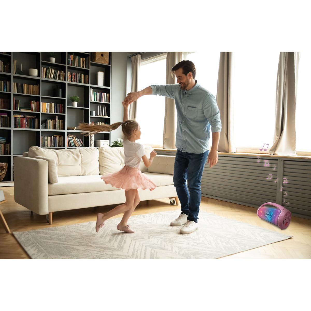 Lexibook, Disney Stitch, Altoparlante Wireless Luminoso Angel con Microfono, Suono Stereo, Karaoke, Porte USB e per schede SD, Batteria Ricaricabile, Maniglia per Il Trasporto, Rosa, BTP585D1ZLXB
