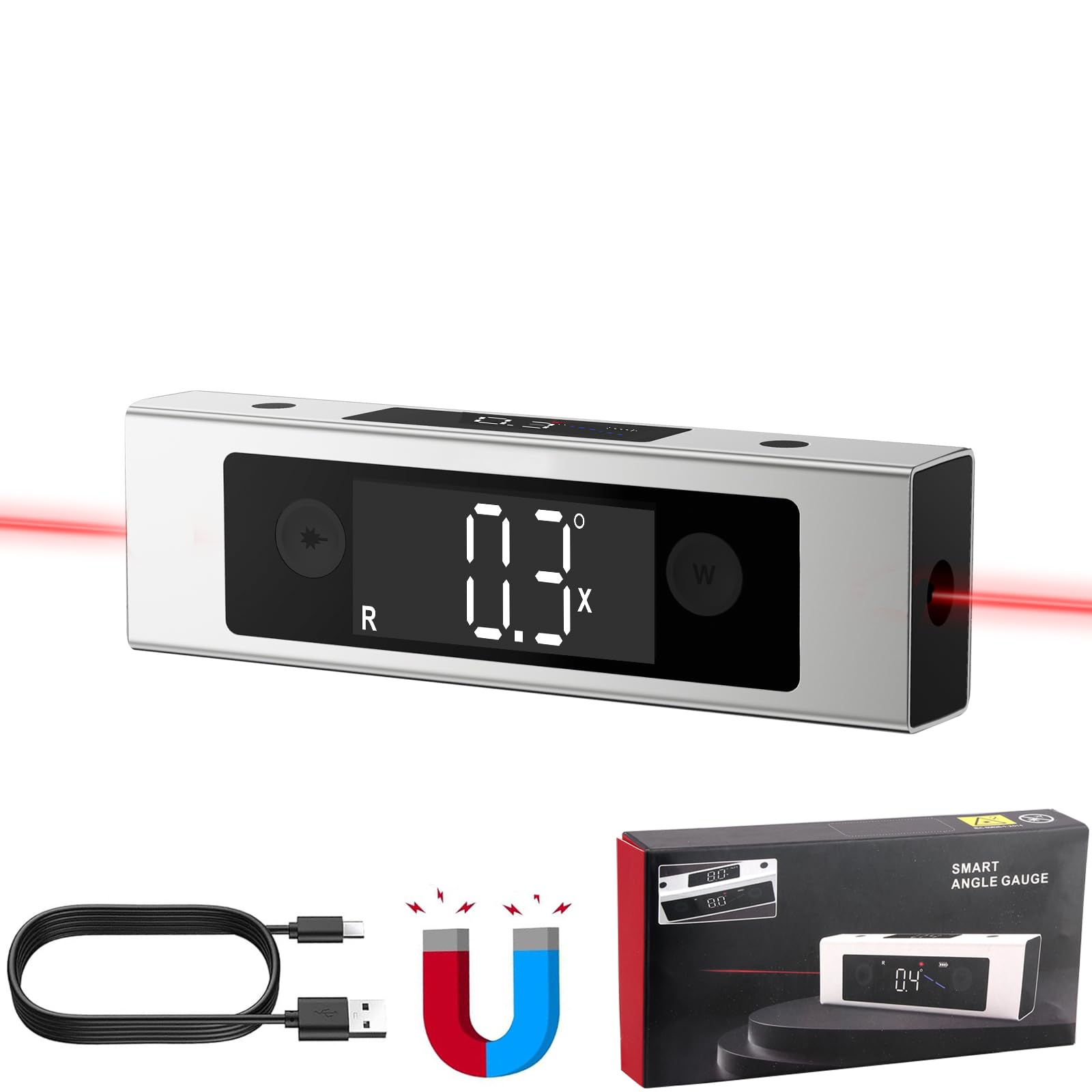 Digitale Wasserwaage Mit Laser - Winkelmesser Für Bau & Handwerk