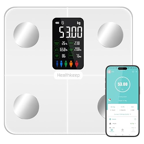 Báscula de grasa corporal inteligente BMI báscula digital de baño, báscula de peso inalámbrica, analizador de composición corporal con