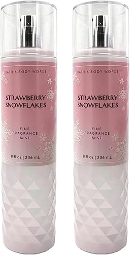 Bath & Body Works Strawberry Snowflakes - Set de regalo de fragancia fina de 8 onzas, paquete de 2 (copos de nieve de fresa) 8 onzas líquidas