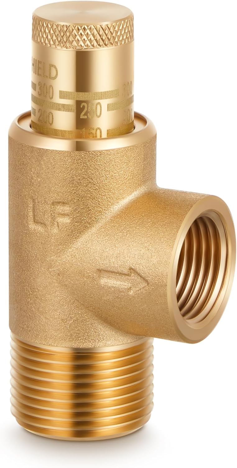 1/2" x 3/4" Poppet Adjustable Relief Valve Pressure Relief Valve with 100-300 Psi for Water Systems