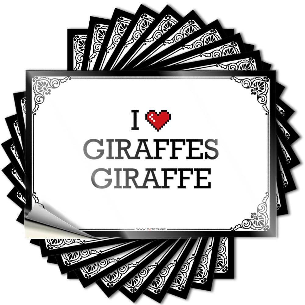 I Love Giraffes Giraffe Winter Decal | Haves Waterproof Vinyl Bumper Microfiber Removable Decal Peel Stick(8X12CM)