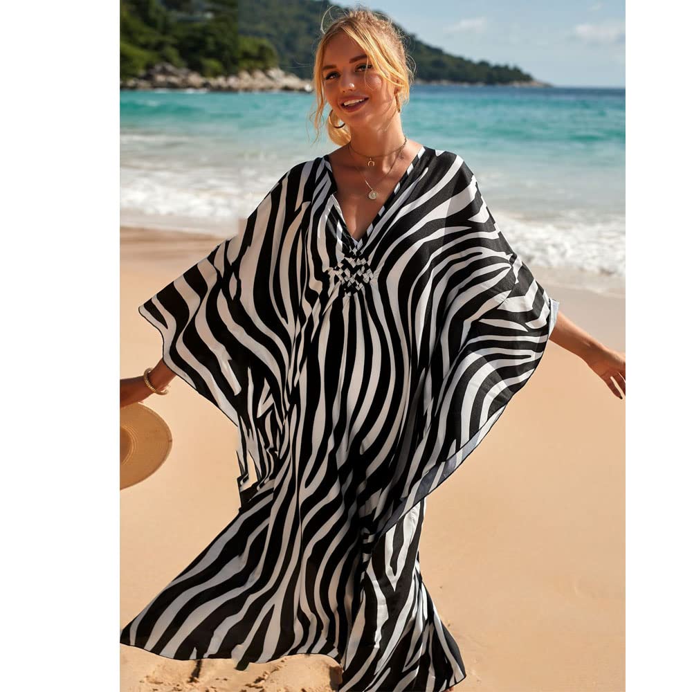 Bohème Kaftan Femme Grande Taille Robe de Plage Longue Pareos Eté Bikini Cover up