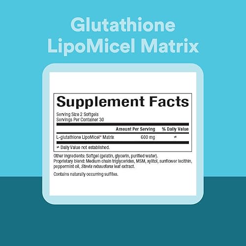 Miniatura 4 de Natural Factors Glutatión LipoMicel Matrix, 300 mg, ofrece una mayor absorción y un potente soporte antioxidante, 60 cápsulas blandas