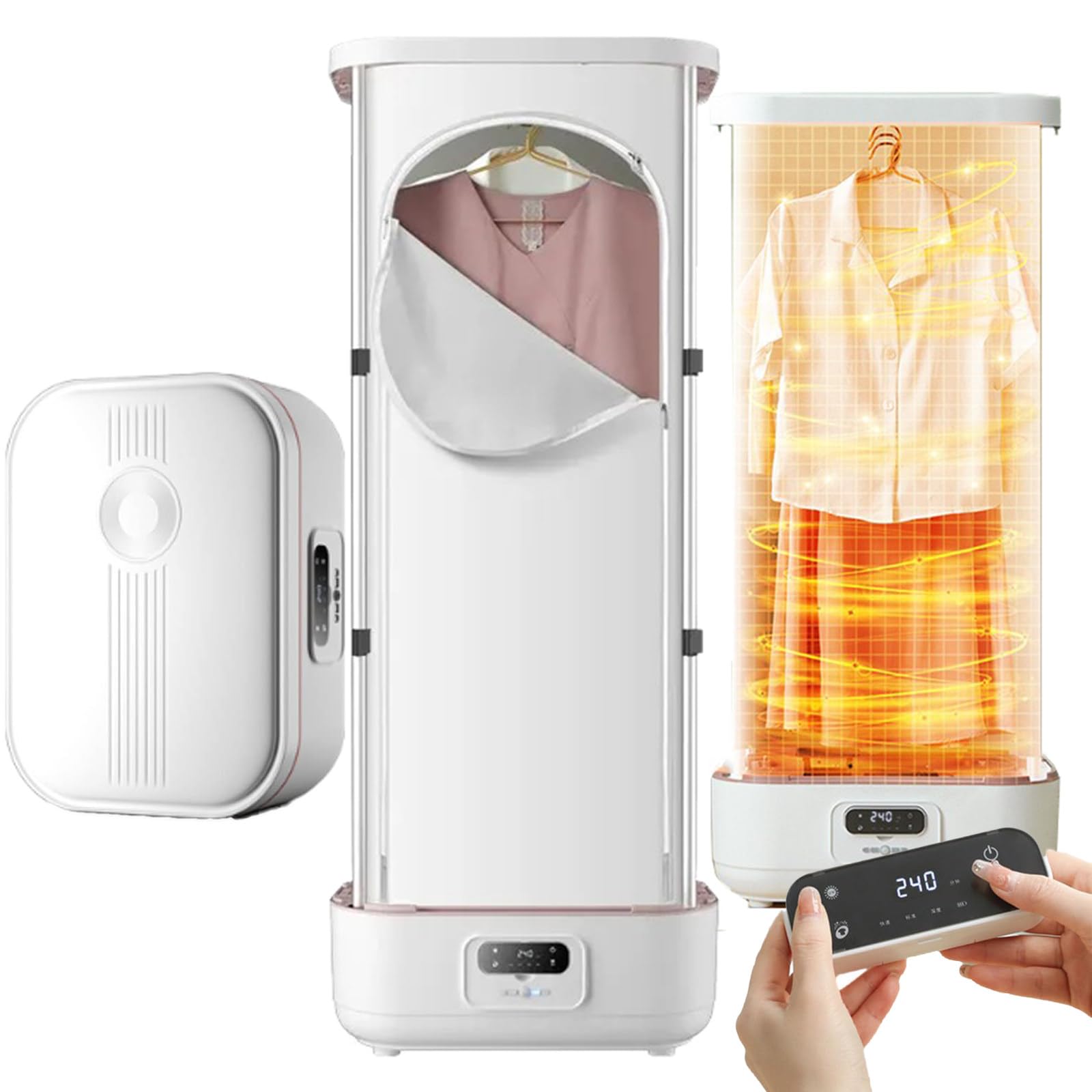 2-in-1-Dampftrockner, Automatischer Bügelautomat, | Zusammenklappbarer 900-W-Dampfglätter Zum Desodorieren Und Trocknen Von Kleidung, Integrierte Aromatherapie-Box
