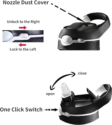 Miniatura 3 de Botella de agua deportiva Tritan negra de 25 onzas con asa de clip, tapa de bloqueo, popote - Botella de plástico de viaje