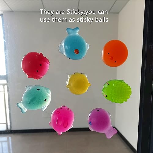 Miniatura 4 de Paquete de 8 juguetes esponjosos Mochi con purpurina gigante, animales esponjosos, juguetes para aliviar el estrés, recuerdos de fiesta para niños