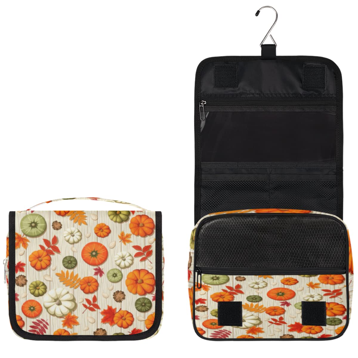 Święto Dziękczynienia Jesień Podróżna Kosmetyczka Jesień Dynie Mycie Torba Unisex Wiszące przybory toaletowe Kosmetyczka Organizer do makijażu, wielobarwny, Jeden rozmiar