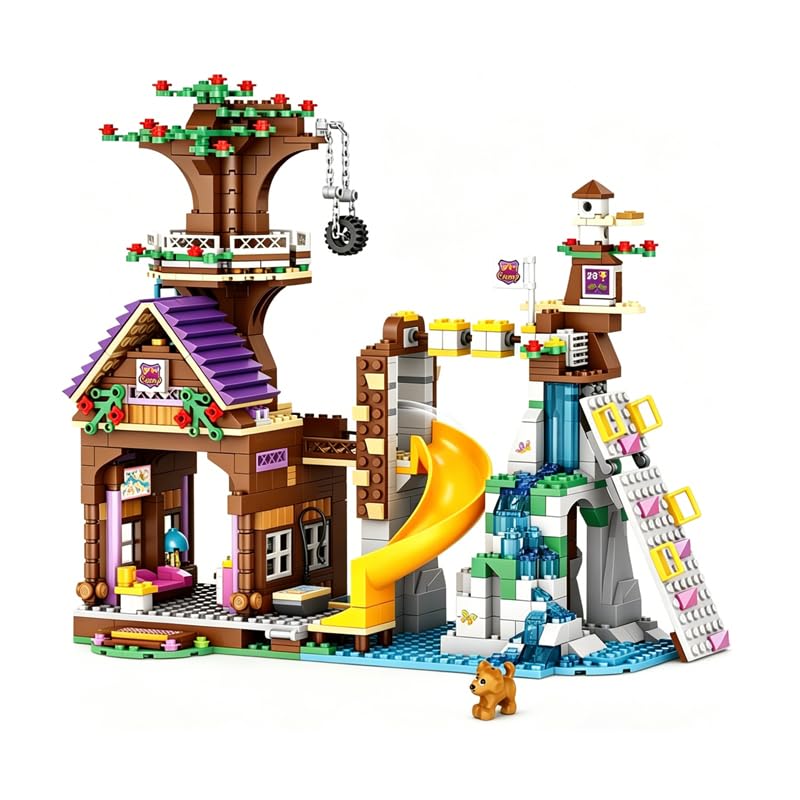 Image of SKY LINE OCEAN Camp Tree House Building Block Set, 922+ PCS Forest Adventure Treehouse Model Kit, Creative Construction Toy with Outdoor Camping Theme | 5 Year Structural Warranty