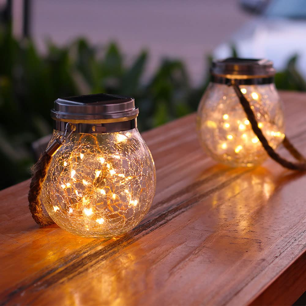 Zestaw 2 wiszących lampionów solarnych, zewnętrznych ozdób choinkowych, solarnych lamp wiszących, do ogrodu, ogrodu, na podwórko, drzewo, kinkiety ścienne