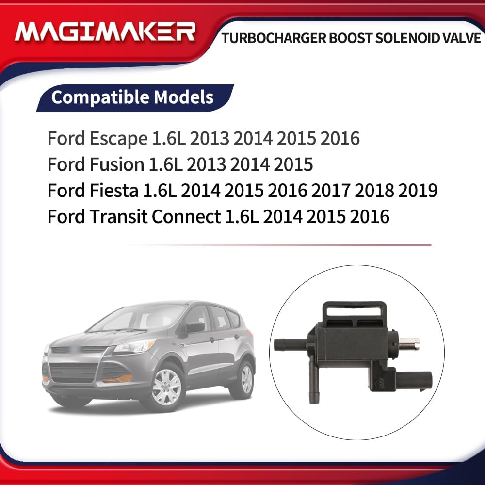 Turbocharger Boost Solenoid Valve Compatible with Ford Escape Fusion Fiesta Transit Connect 1.6L 2013 2014 2015 2016 2017 2018 2019 Replace CJ5Z-9K378-A CJ5Z-9K378-B Wastegate Actuator
