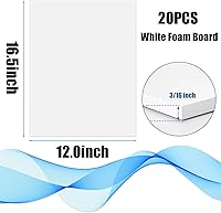 Vista 2 de 20 paquetes de tablero de espuma blanca de 12" x 16.5", 3/16" de grosor, tablero de núcleo de espuma para hornear para proyectos, tablero