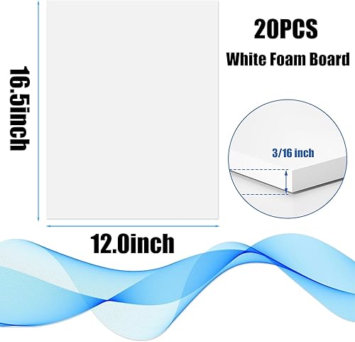 Miniatura 2 de 20 paquetes de tablero de espuma blanca de 12" x 16.5", 316" de grosor, tablero de núcleo de espuma para hornear para proyectos, tablero de
