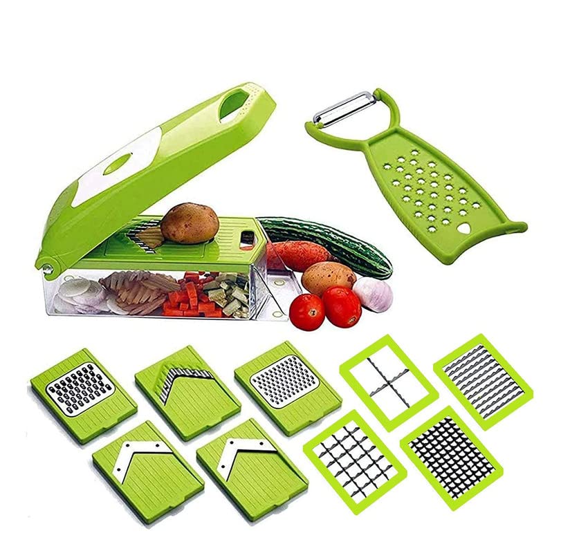 Style loft Vegetable ChoppeStyle loft andoline Slicer Cutter Chopper 12 in 1 Interchangeable Blades with Colander Basket and Container by GIB Cleaningtool