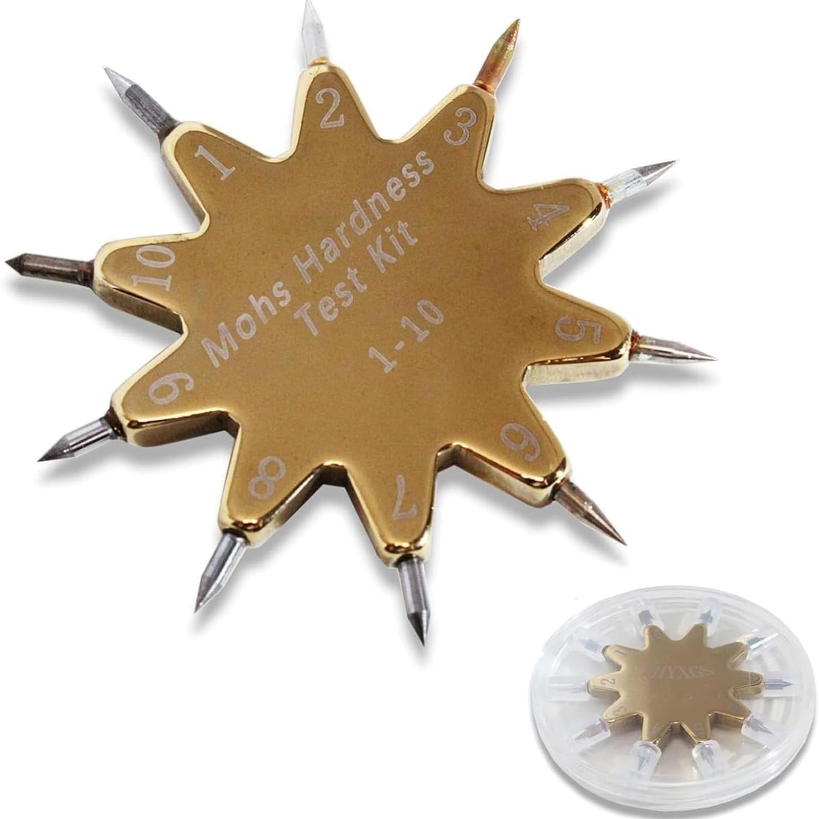 XNZJHPP Mohs Hardness Test Kit - 1-10 Scratch Tester Pen with Ten Pointed Star Grip for Easy Handling - Ideals for Rock, Mineral, and Jewelry Hardness Testing