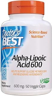 Doctor's Best Alpha-Lipoic Acid 600, Helps Support Glucose Metabolism and Regenerate Antioxidants* Non-GMO, Gluten Free, Vegan, Soy Free, 60 Veggie Caps