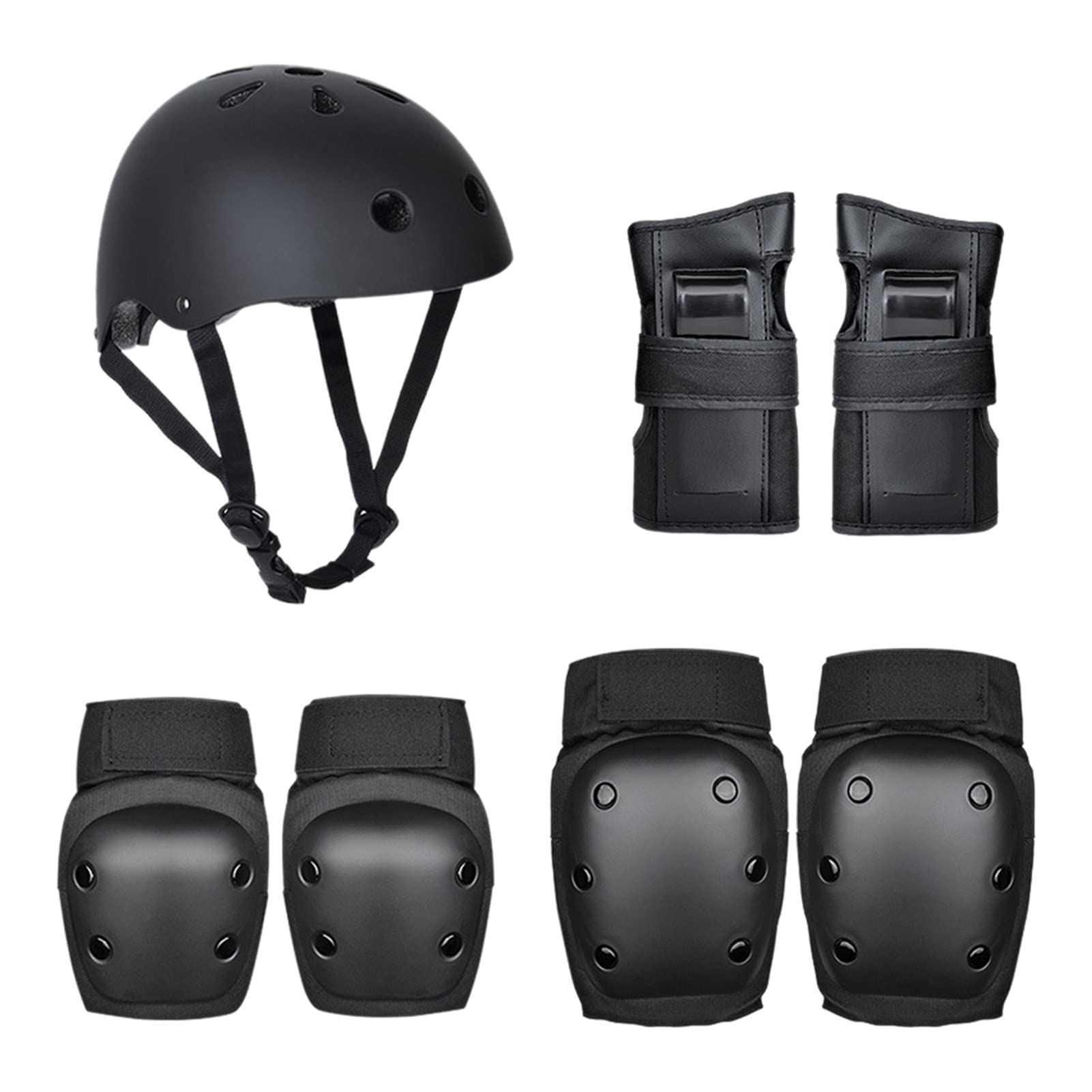 Lot de 7 genouillères et protège-poignets pour enfants et adultes - Équipement de protection - Genoux, coudières, protège-poignets pour roller, skateboard, scooter, vélo