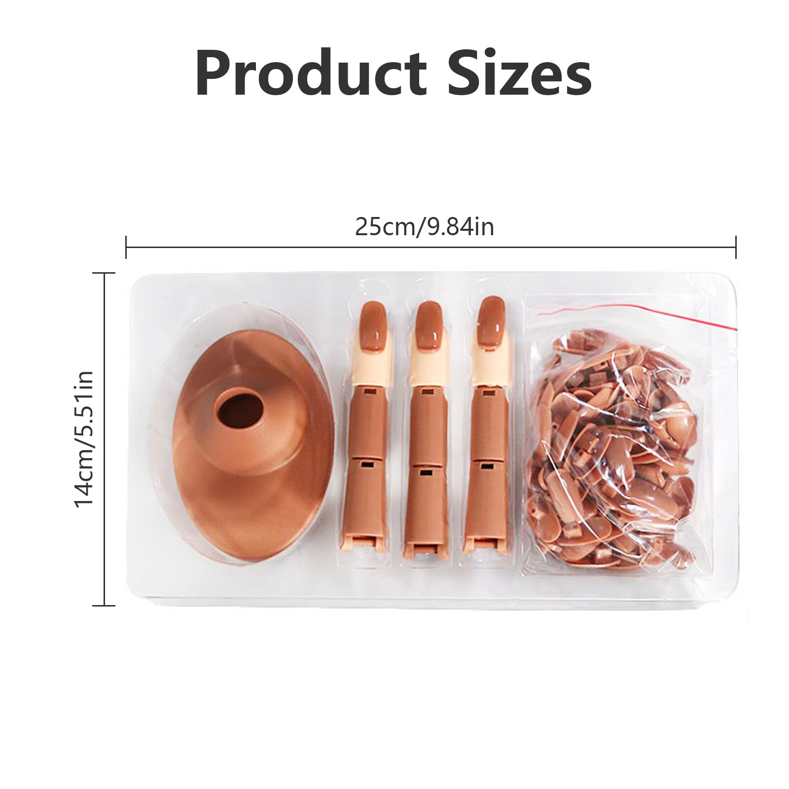 practice hand for acrylic nails - Homiladi 3 Pcs Adjustable Nail Practice Hands with 100 Brown Tips - Image 2