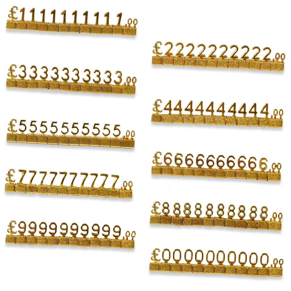 10-Teiliges Digitales Preisschild, 3D-Metallregal, Verstellbares GBP ￡-Preisquadrat-Set für Schaufenster, Schmuck, Uhr, Geschäft, Büro