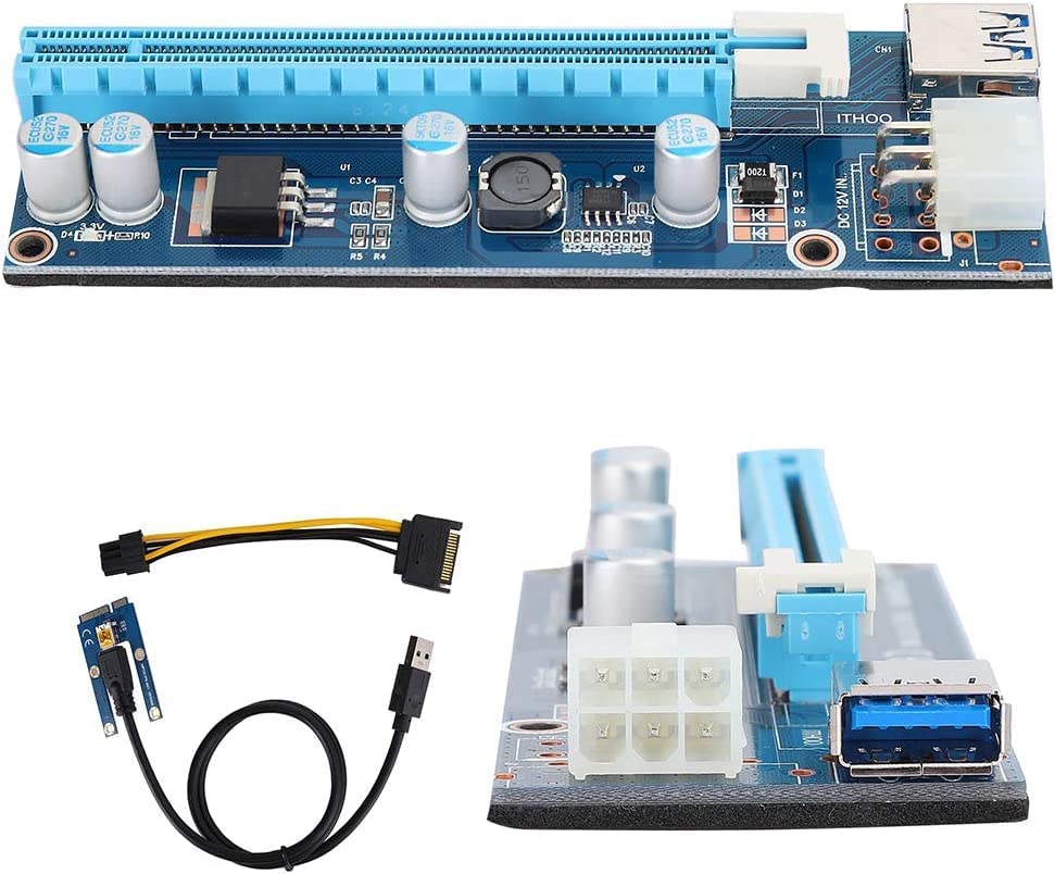 atdaraz PCIe 1x to 16x PCI Express Extender Powered Riser Card,Ethereum Mining ETH GPU Riser Adapter Power by PCIe 6pin w/ 60cm USB 3.0 Extension... - Image 5