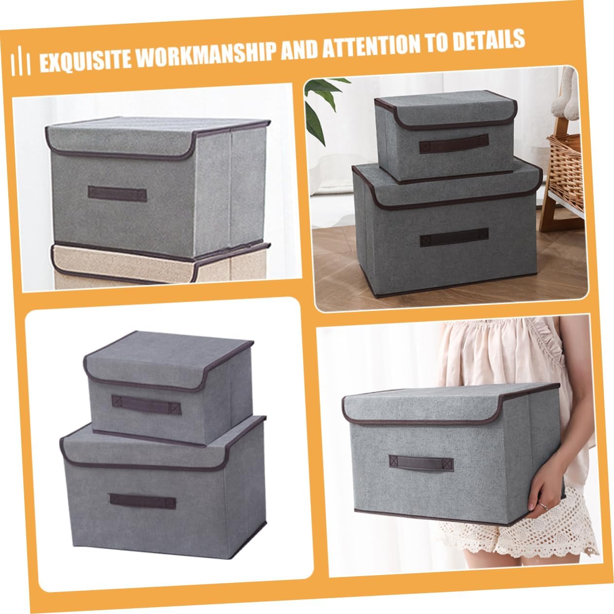 PRETYZOOM 3Sets Foldable Dustproof Clothes Organizer Versatile Storage Bins for Clothes Socks Blankets Accessories for Closet Bathroom and Home Storage Grey