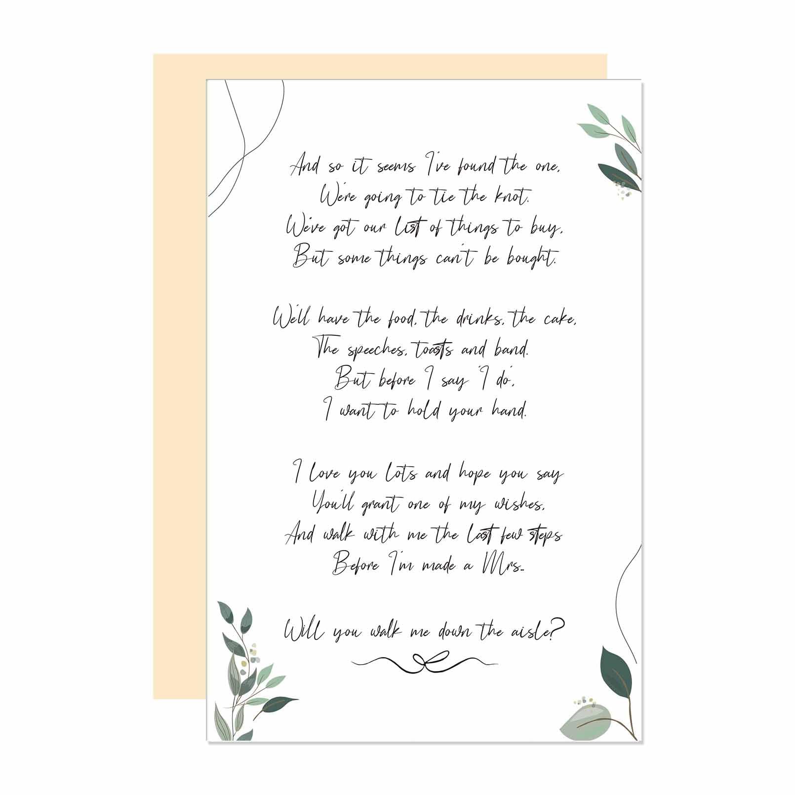 Ure Tenk Will You Walk Me Down The Aisle? Wedding Ceremony Card, Proposal Card for Dad Brother Mom, Gift for Stepdad on Wedding Day