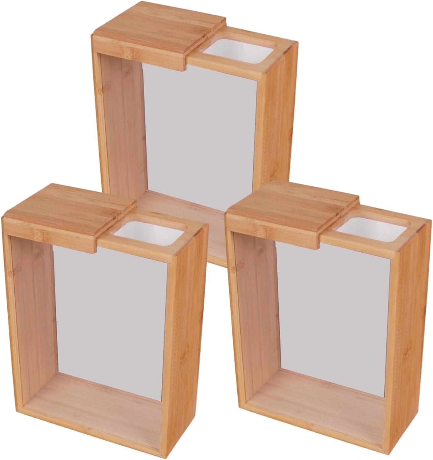 Cereal Storage Containers, 3PCS Food Storage Containers, 3L Wooden Cereal with Lids, Dispensers for Flour