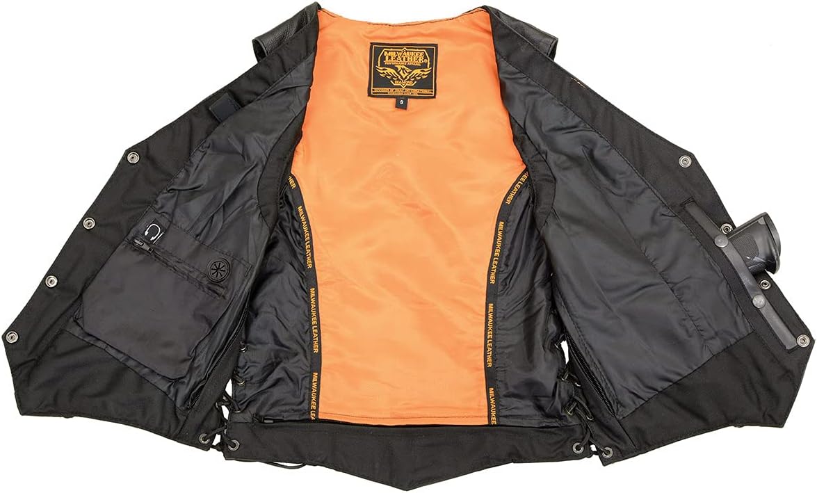 Milwaukee Leather Women's Premium Classic Leather Motorcycle Rider Vest w/Adjustable Side Laces - Medium - Image 5