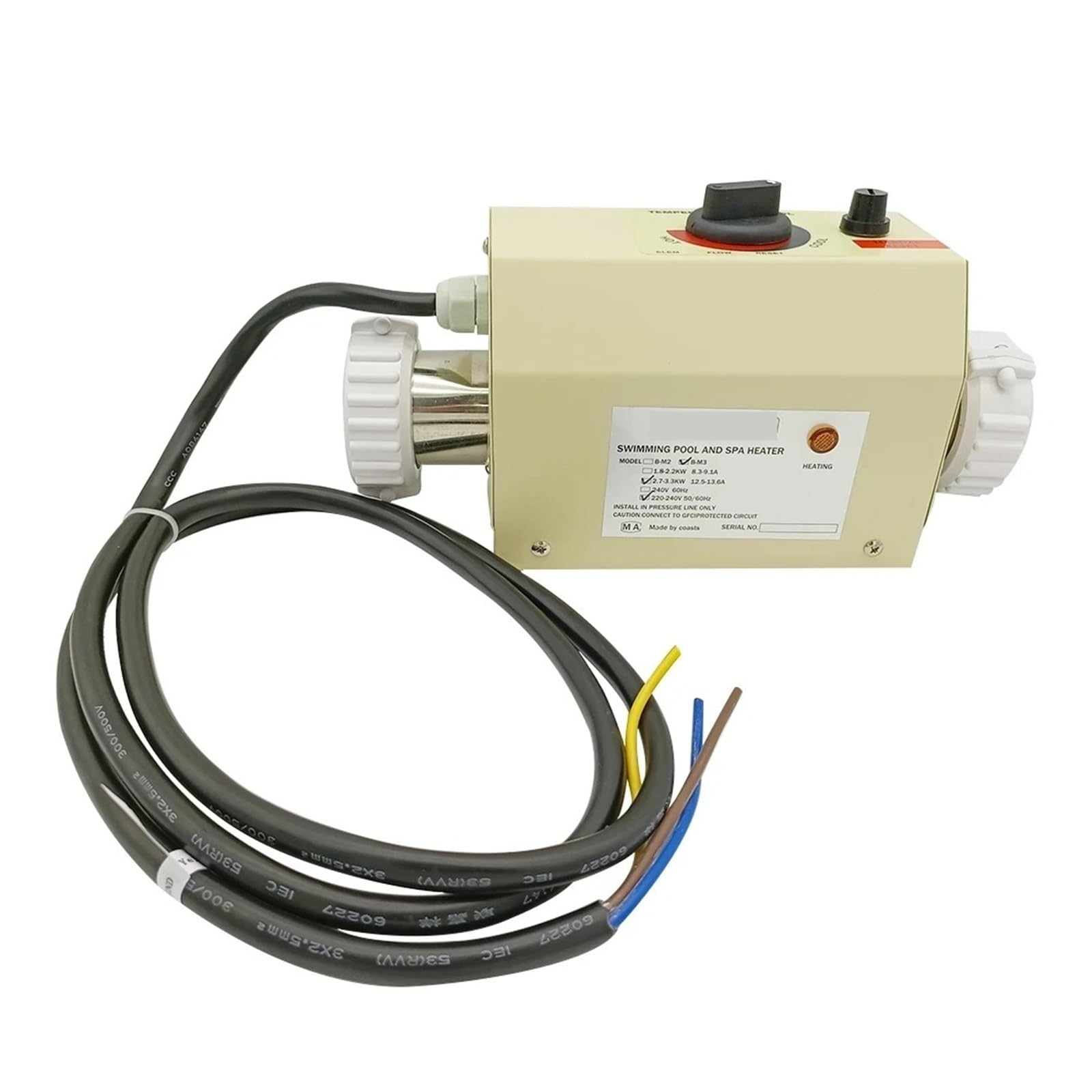 3KW Swimming Pool Heat Pump Electric Water Heater Automatic Thermostat for Bathtub SPA Bath Efficient Heating (R1W)