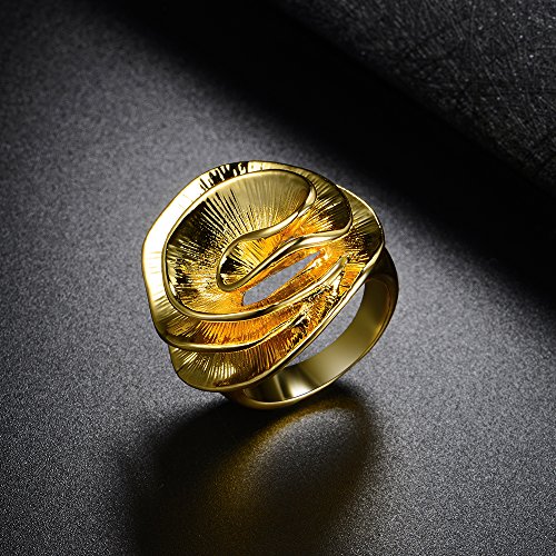 Mytys Cocktail Rings For Women Fashion 18K Gold Plated Flower Statement Ring Wedding Engagement Party Jewelry Gift Size 8 #TOP5