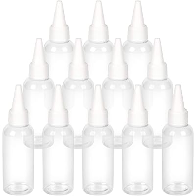 TRENDBOX 2oz / 60ml Hair Color Applicator Bottles Pointed Mouth Top Cap Bottles Twist Cap for Essential Oils, Liquid - 12 Pack