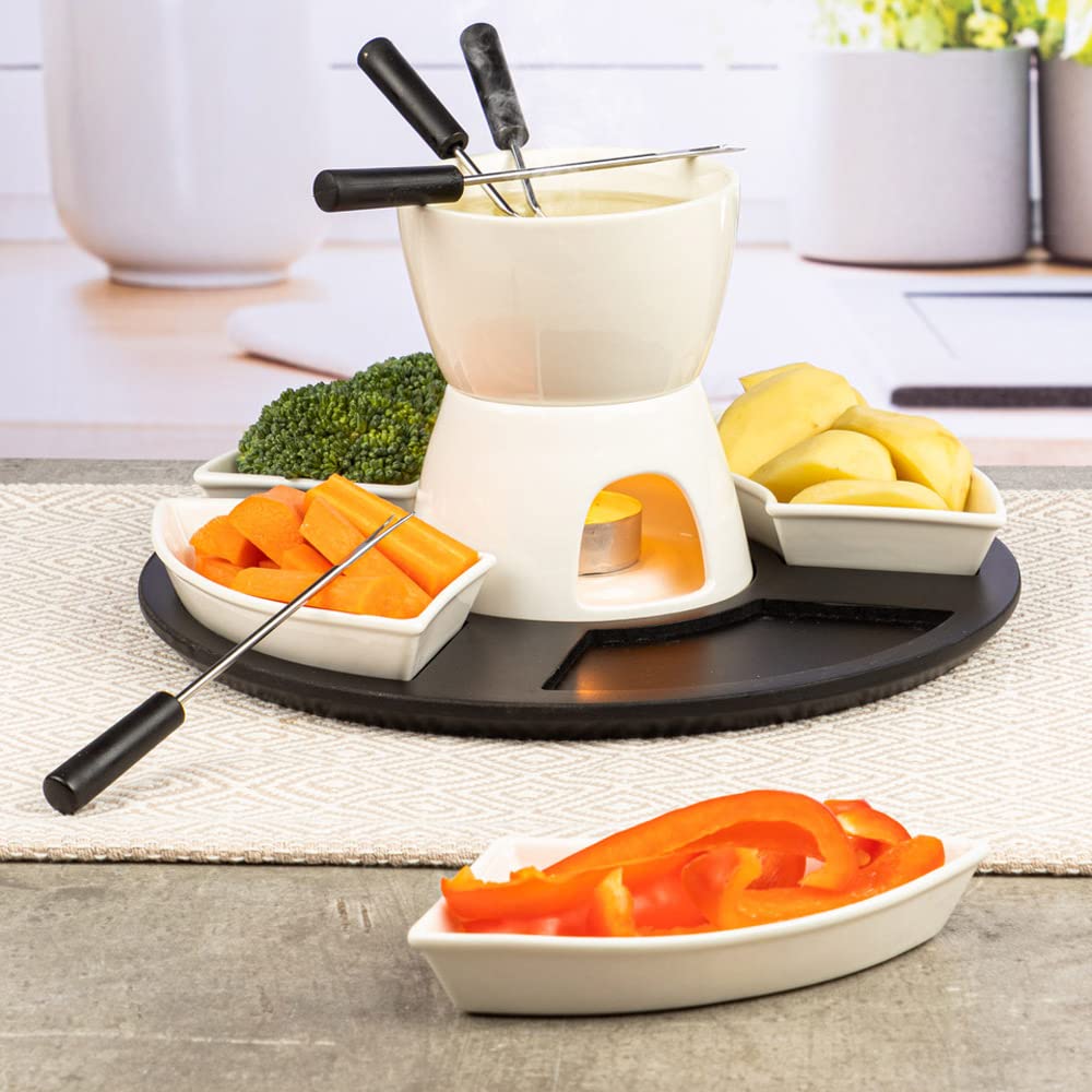 Fondueset aus Keramik 11 teilig