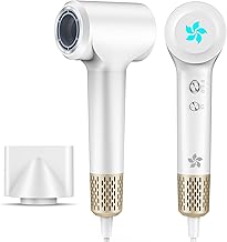 Seche Cheveux ionique, Sèche Cheveux à 400 Millions Plasma, Seche Cheveux Professionnel, Moteur sans Balais de 110 000 tr/min pour un Séchage Rapide, 57 dB à Faible Bruit pour Famille Voyage (Blanc)