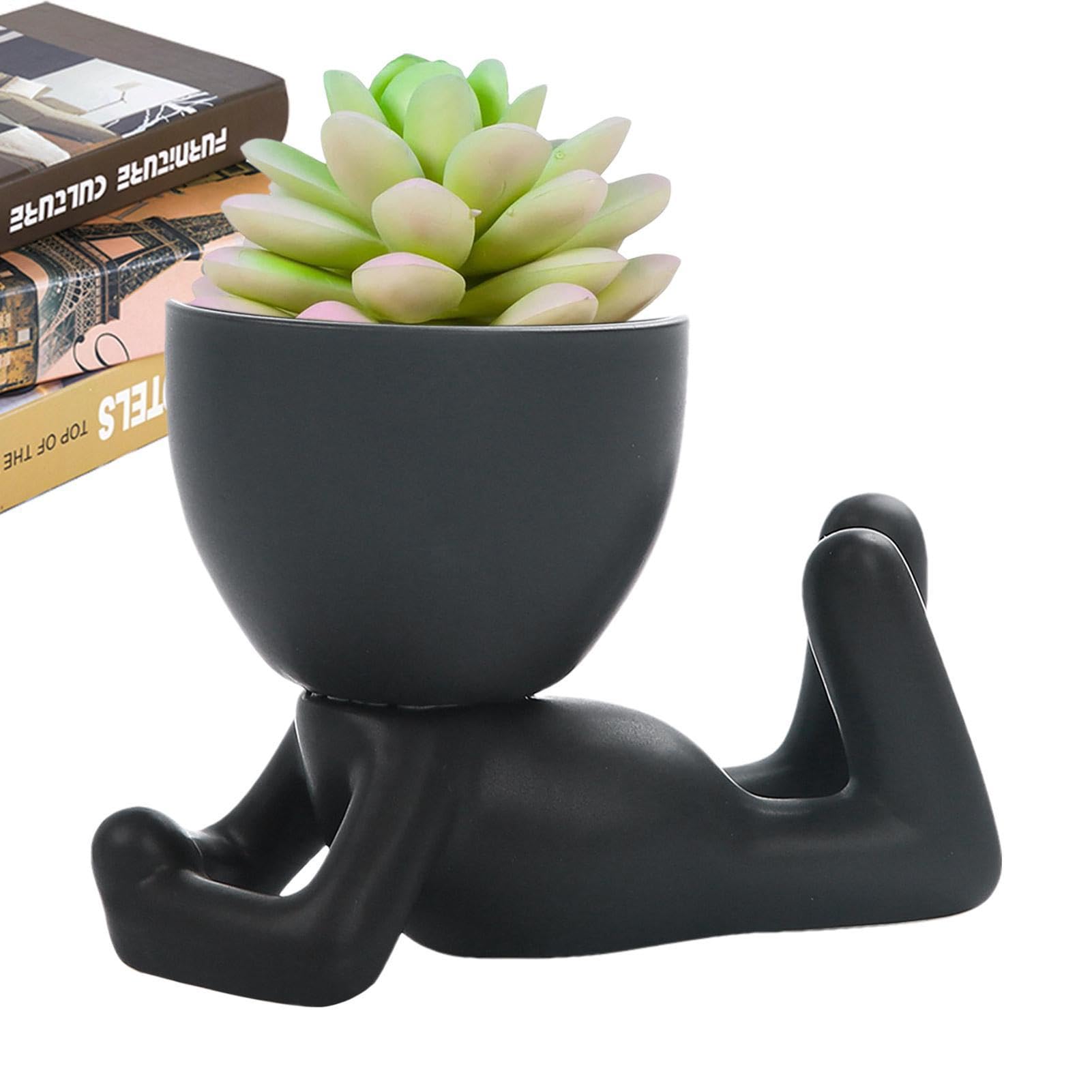 Pot de fleurs en céramique avec drainage aux finitions sculpturales pour décoration chic