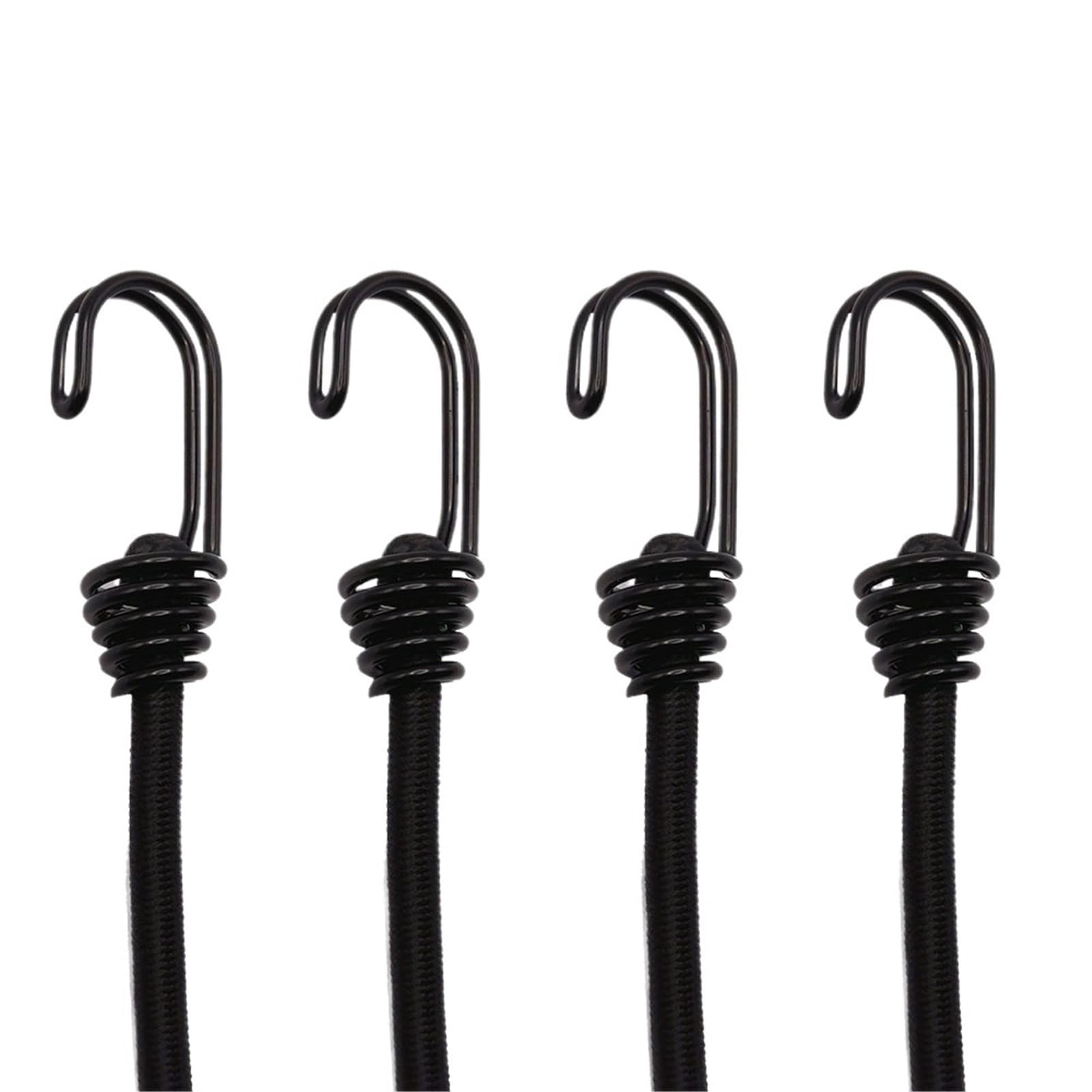 Outdoor Tie Down Rope, Bungee Cords With Hooks 4 Pack Multicolor Latex Elastic Rope(Black)