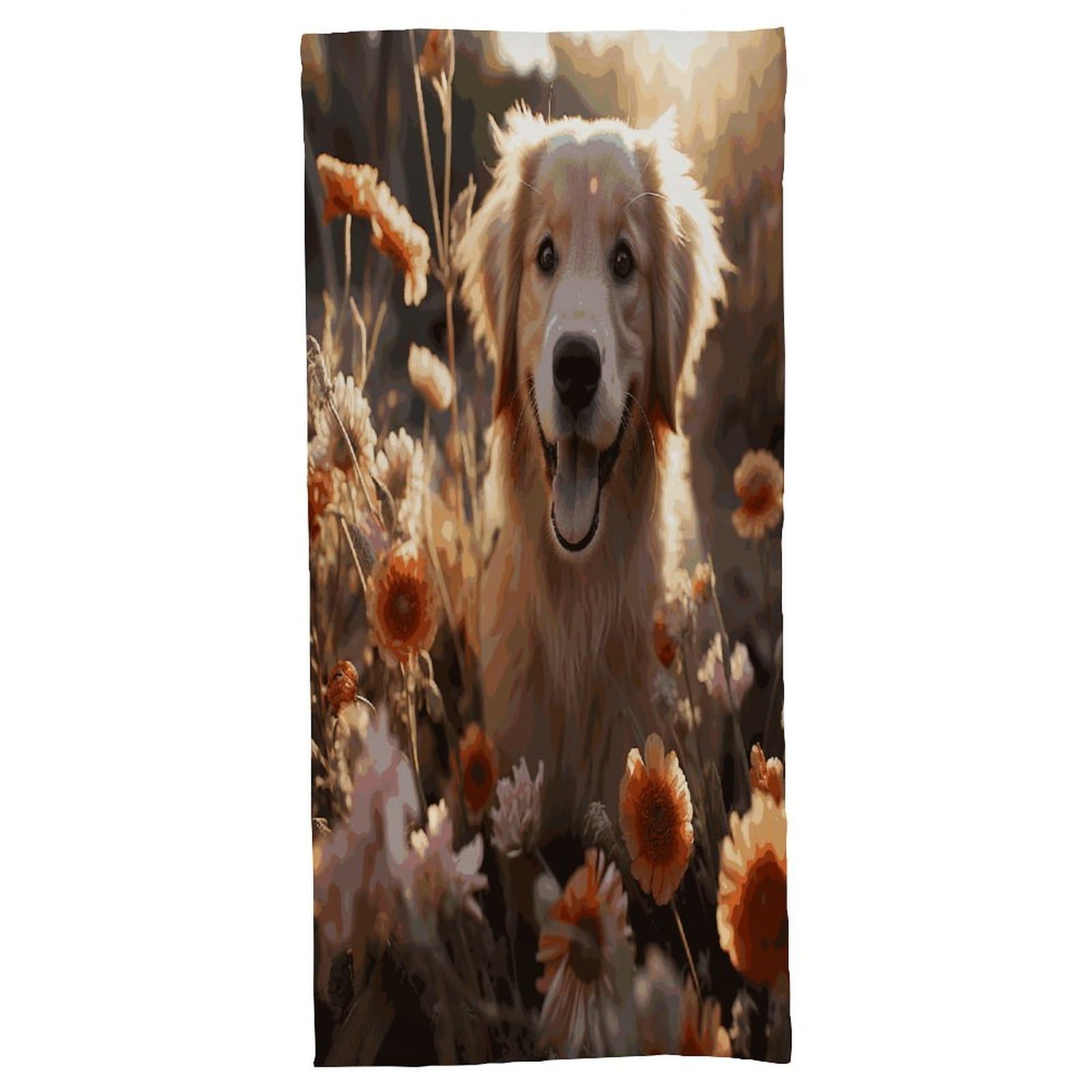 Fekiloot Men's Style Golden Retriever And Flowers Bath Towel Highly Absorbent,Beach Towels For Wo,Pool Towel Bathroom Essential For Beach,Gym,Travel, Camp