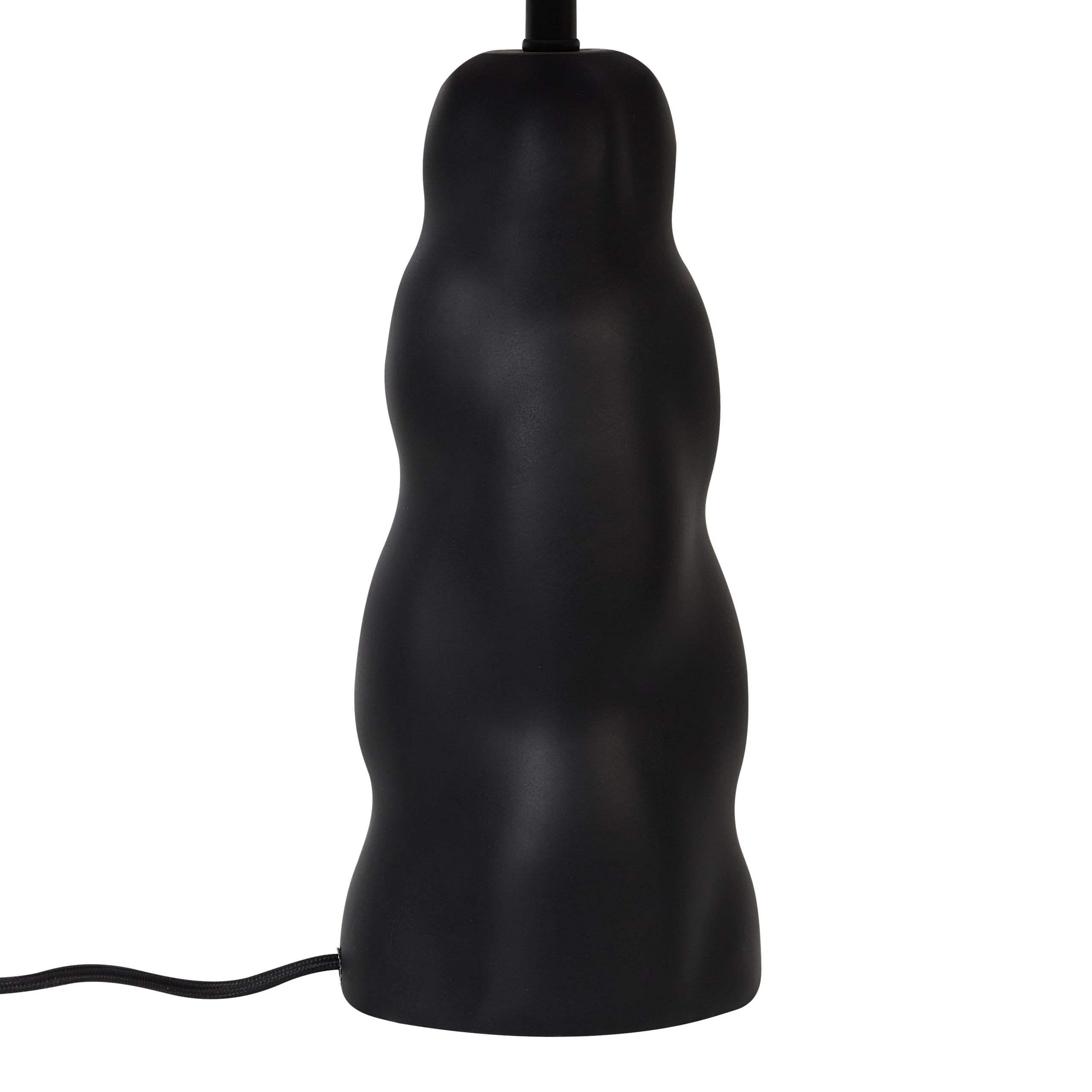 Beliani Tischlampe Keramik Vasenfuß schwarz Stoffschirm Trommelform mit Schalter Vilar