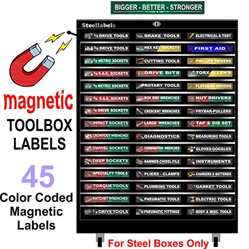 Ultimate Magnetic Tool Box Organizer Labels (Green Edition) Organize Boxes, Drawers & Cabinets “Quick & Easy”, Fits All Brands Of ‘Steel’ Tool Chest Craftsman, Snap-On, Mac, Matco & Cornwell … #TOP1