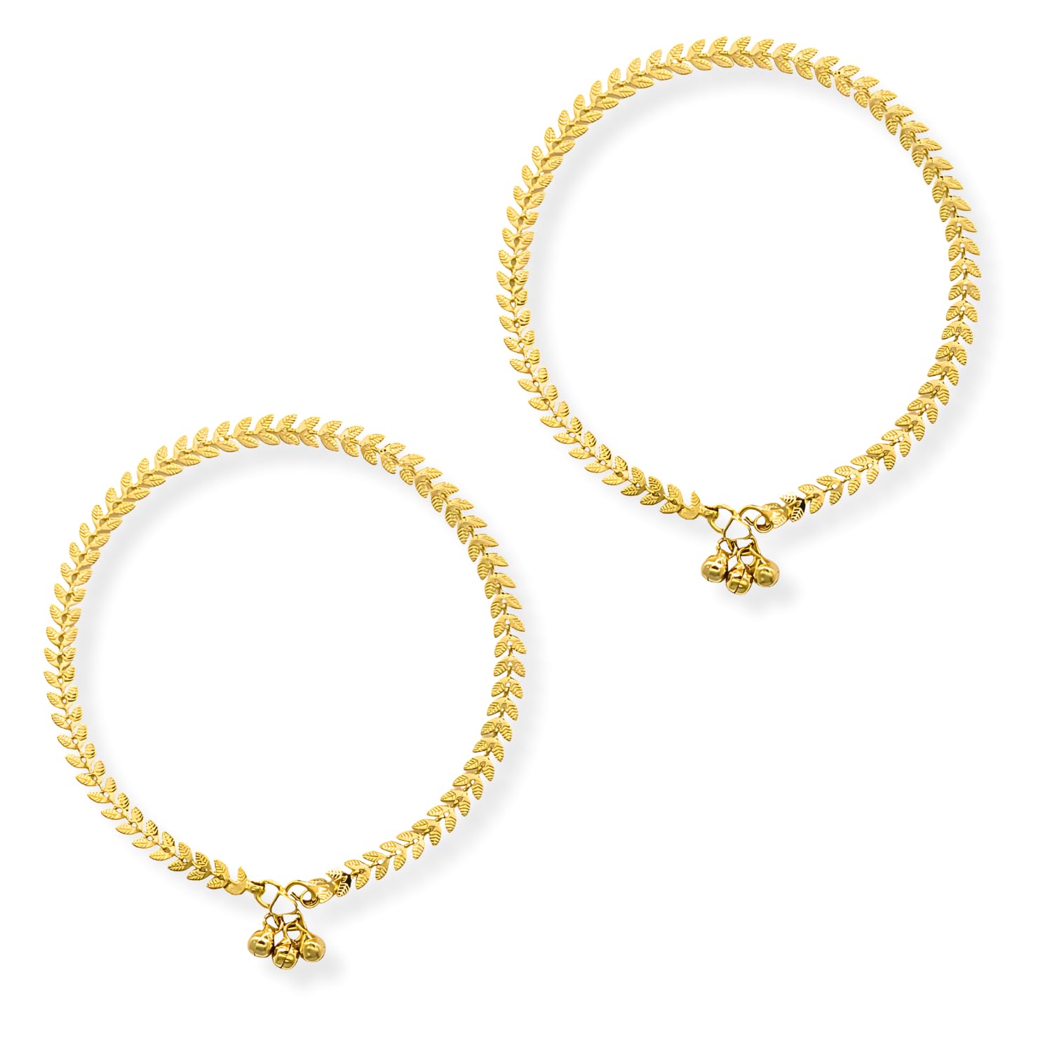 Aureliyah Gold Plated Leaf Design Anklet for Women & Girls | Traditional Ghungroo Payal with Elegant Chain Pattern | Ethnic Temple Style Fashion Jewellery for Saree, Wedding, Celebration & Every Wear-image-11