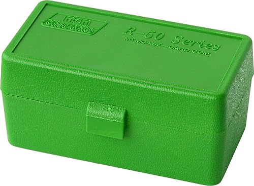 Miniatura 1 de MTM Caja de munición 22-HORN-10, 50 redondas, abatibles, 22 avispón, carabina .30, abeja .218, apilable, fabricado en Estados Unidos, verde