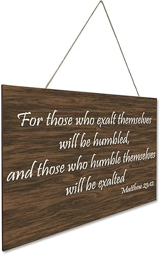 Miniatura 3 de Placa rústica de madera Mateo 2312 para los que exaltaron a sí mismos serán humillados, y los que humilde ellos mismos serán exaltados C-3 9.8 x