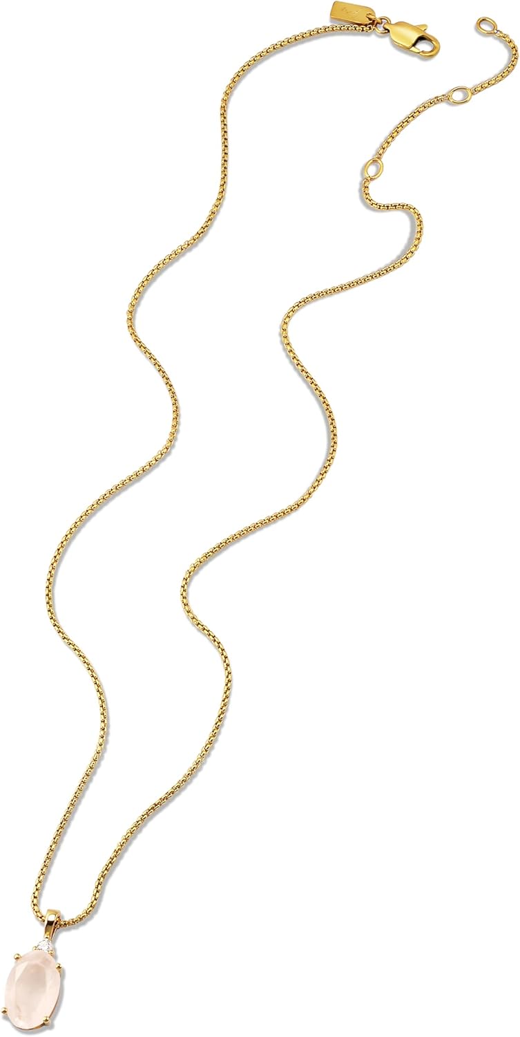 HOPE LOVE SHINE Rose Quartz Necklace – 18K Gold-Plated Stainless Steel Birthday for Women, Anniversary, Occasions – Non-Tarnish, Water-Resistant Gemstone Women's Jewelry - Image 3