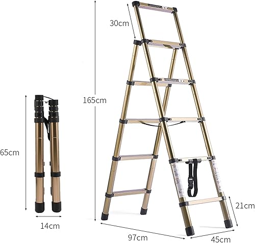 Miniatura 2 de Escalera telescópica de aluminio, escalera multiusos, plegable de 45 escalones con certificación EN131, capacidad máxima de 330.7 lbs330 libras para