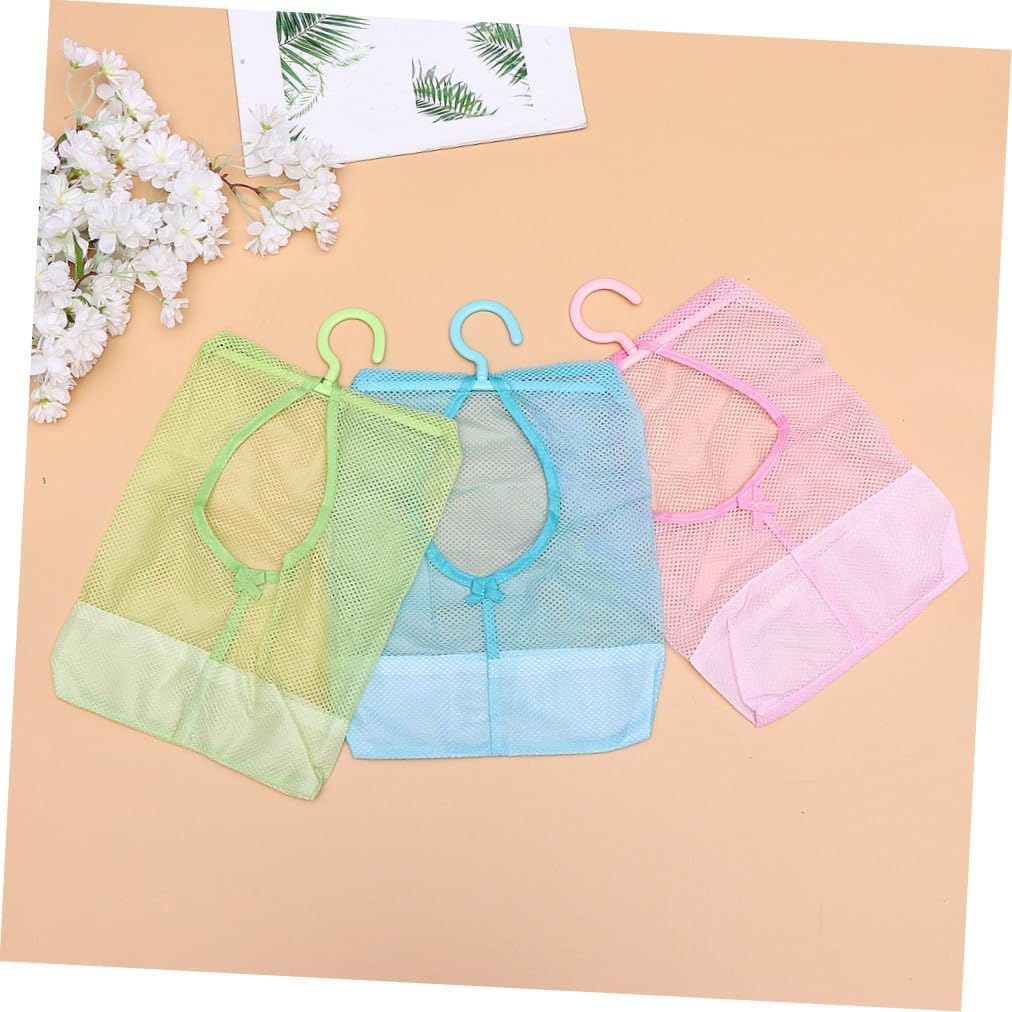 3pcs Multifunctional Drying Net Bags for Laundry and Toy Storage Breathable Mesh Hanging Organizers for Pillows Clothes and More Green