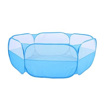 Cat Playpen, Indoor Small Pet Fence, Upgraded Design Foldable Pet Cage Tent Hamster Animal for(Small pet Fence with Cover and Side Cloth-Blue)