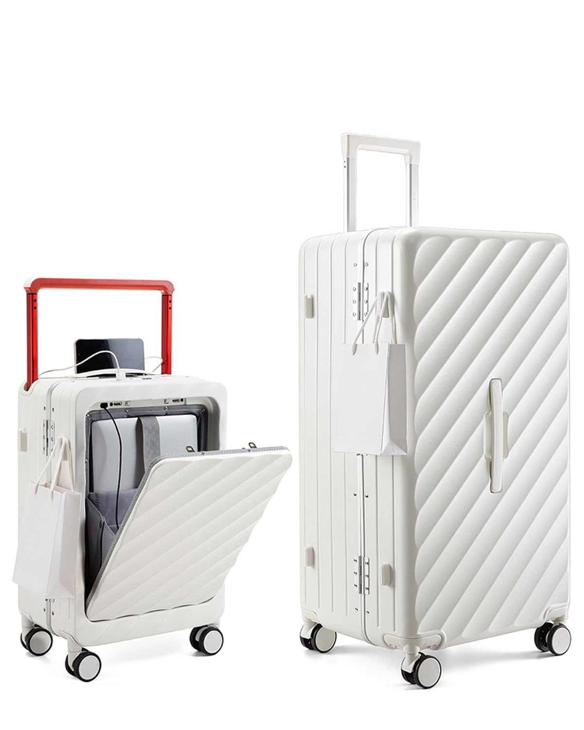 Sea choice Kofferset 2 Teilig Hartschale Trolley 20inch Handgepäck mit Laptopfach und Große Kapazität 30inch Koffer für alle Reise Alu-Rahmen Polycarbonat mit 4 Doppelräder TSA Zahlenschloss