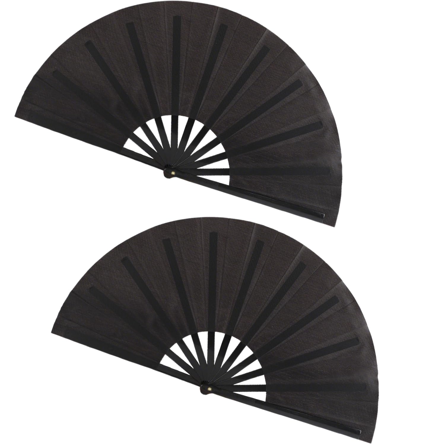 Orgrimmar 13 Inch Large Decorative Chinese Style Folding Hand Fan, Traditional Artistic Oxford Plastic Handheld Fan for Home Decor, Wedding, Dance, Performance(Black,2 Pack)