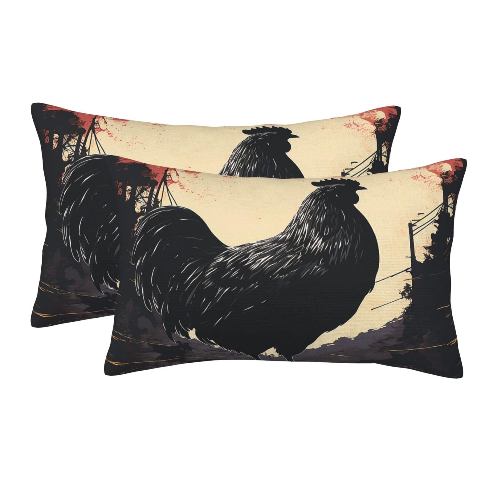 2 Pack Standard Size Pillow Cases for Hair and Skin Soft Breathable Pillow Case Covers with Hidden Zipper Farmhouse Chicken Pillowcase 14"x20" Pillow Cover for Sleeping Gift